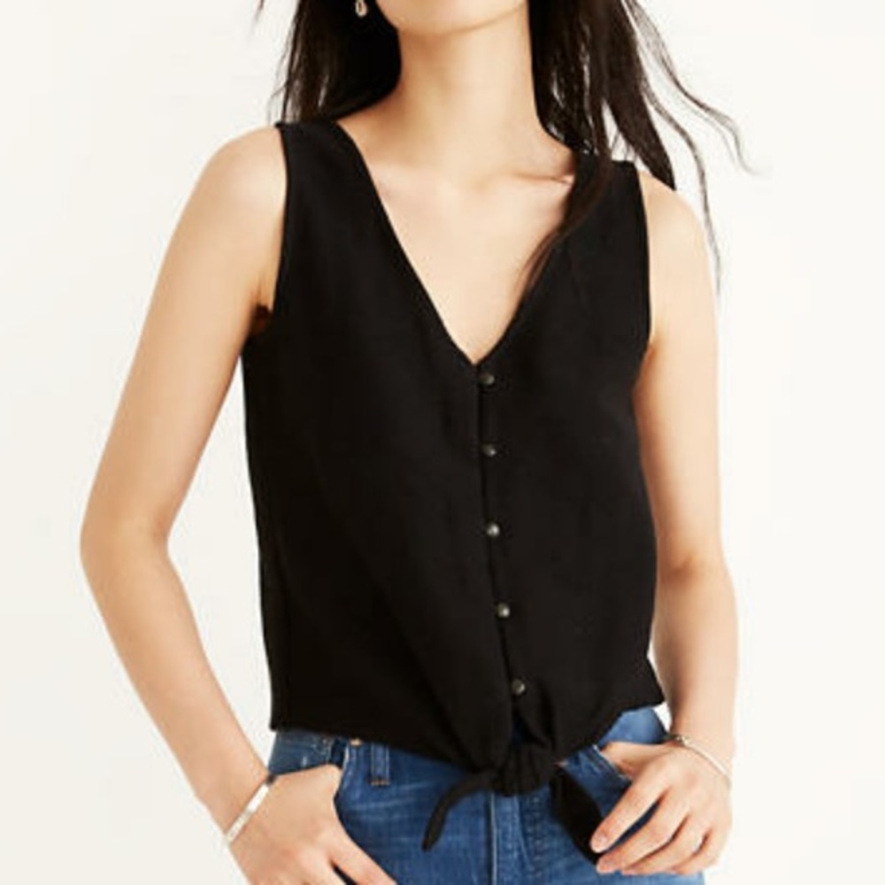 Madewell Texture & Thread Button Front Tie Tank